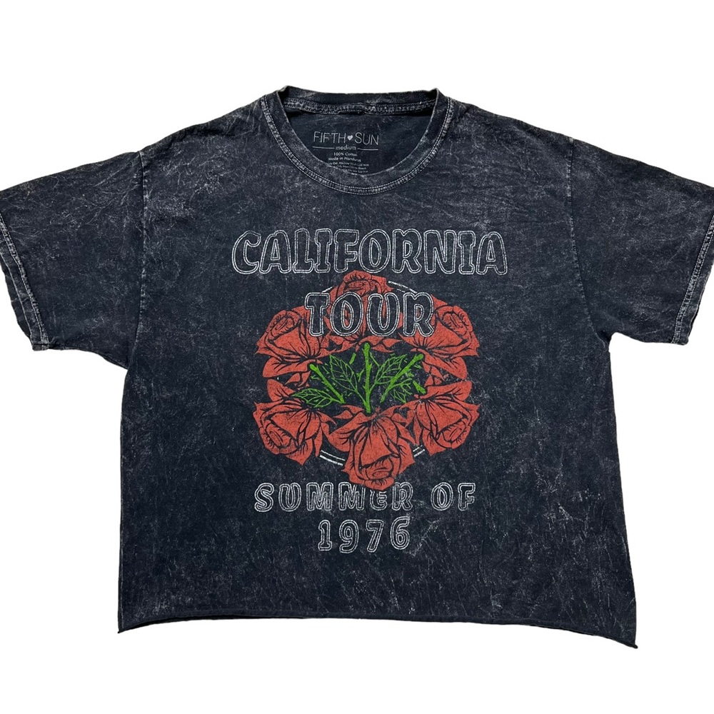 Fifth Sun California Tour Summer of 76 Acid Wash Crop T-Shirt Women’s Sz M